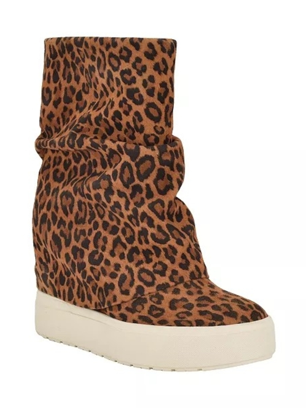 Guess Leopard Print Platform Wedge Boot - Brown/Black 7.5 M